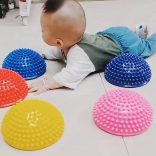 Children Hemisphere Stepping Stones Spiky Massage Balance Ball Yoga Half Ball Sensory Integration Ball Pump Free