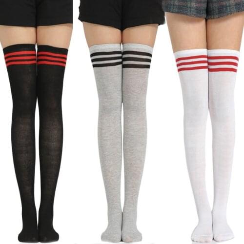 Sexy Medias Black White Striped Long Socks Women Over Knee Thigh High Over The Knee Stockings Ladies Girls Warm Knee Socks