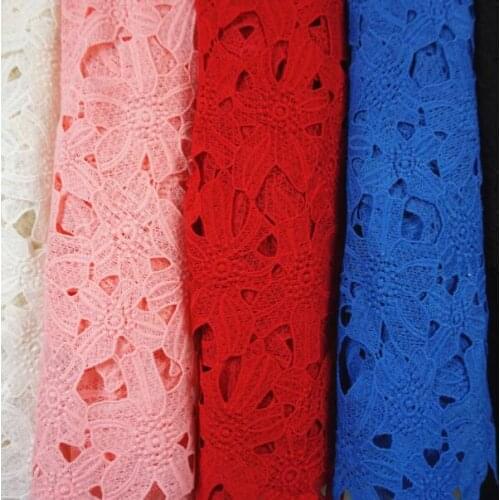 2Yards Latest Hollow Out Guipure Cord Laces Red White Blue Bridal Dress Water Soluble Cord Lace Fabrics Wedding Sewing Material