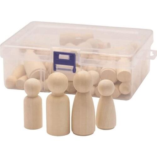 50Pcs Wooden Doll Wooden Character Decorative Wooden Nail Doll Diy Childrens Painted Wooden Doll Graffiti Toy