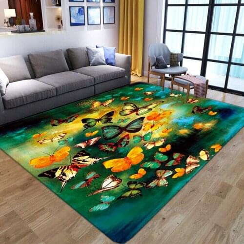 Soft Flannel Kids Game Mat Cartoon Butterfly 3D Printing Carpets for Living room Bedroom Area Rugs Child Room Play Big Floor Rug