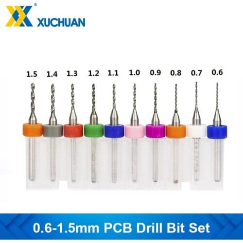 10pcs 0.6-1.5mm Micro PCB Drill Bit For Drilling Printed Circuit Board Spiral Twist Drill Bit Carbide PCB Drill Bit Set