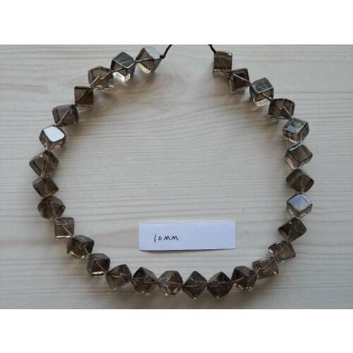 B0078 Natural 10mm Top-drilled Diagonal Smoky Crystal Gems Stone Loose Beads 15'' Strands Jewelry Making DIY