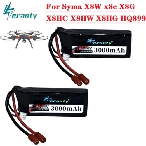 Upgrade 7.4V 2500mAh 2700mAh 3000mAh RC Lipo Battery for Syma X8C X8W X8G X8HW X8HC HQ899 Rc Drone Spare Parts 2S Battery