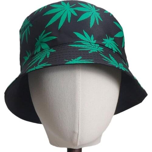 Panama Leaf Print Bucket Hat Hip Hop Fisherman Hat Men Women Outdoor Summer Casual Cotton Bob chapeau Visor Bucket Cap