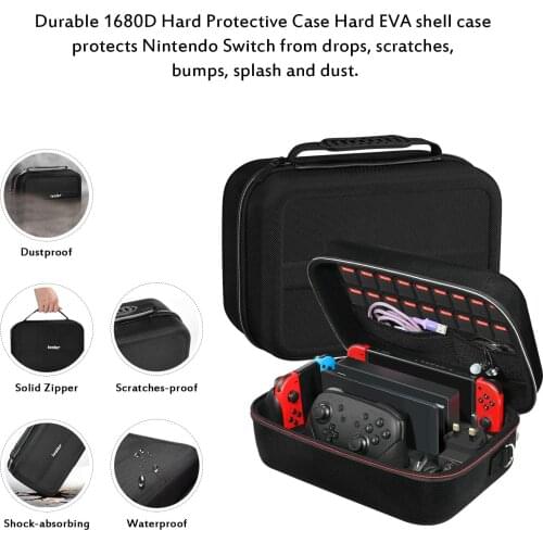 Portable Travel All Protective Hard Messenger Bag Carrying Storage Case for Nintendo Switch,Lining Switch Console Pro Controlle