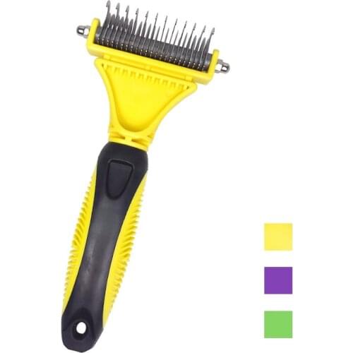 Professional Dog Brush Dematting Gently Efficient Safe Pet Comb Rake Removes Undercoat Knots Puppy Cats Hair Grooming Tool