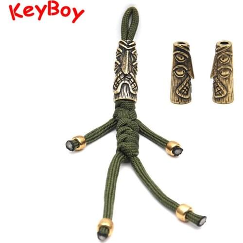 Retro Brass Four-Eye Bird Knife Bead Handmade Woven Umbrella Rope Pendants for Key Chain DIY Jewelry EDC Paracord Keyrings Parts