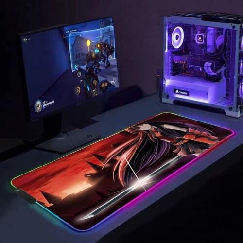 RGB Mouse Pad Akame Ga Kill Gaming Mouse Pad Computer Large Mousepad Backlit XXL Mouse Pads LED Mause Carpet Desk Mat for Game