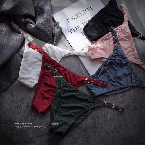 Sexy Thong Women Panties Satin Underwear Womens Seamless G-string Thin Belt underpant Female T-back Low Waist Intimates Lingerie