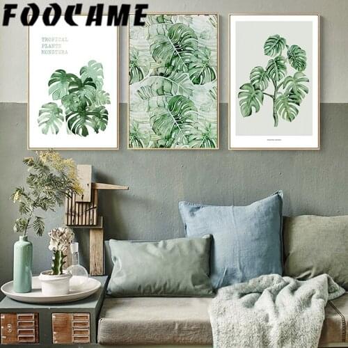 Modern Minimalist Green Plant ins Green Leaves Flower Poster Wall Art Canvas Painting Print Living Room Decoration Pictures