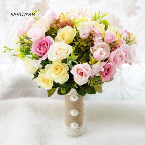 Wedding Bouquets Pink Beach Wedding Flowers Bridal Bouquets Vintage Wedding Decoration Artificial Wedding Accessories SPH08