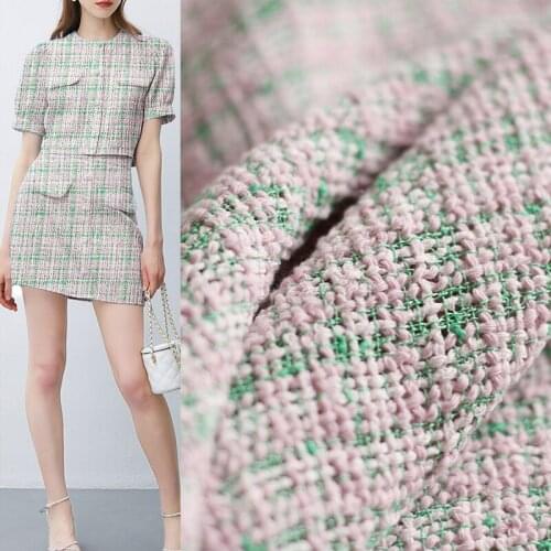 Red Raspberry France Tweed Pink Green Pierced Fabrics Garment Materials Autumn Women Coat Skirt DIY Sewing Cloth Freeshipping