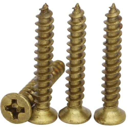 M4 M4*12/16/20/25/30/35/40mm DIN7982 Brass Wood Bolt Phillips Cross Recessed Countersunk CSK Flat Head Self Tapping Screw