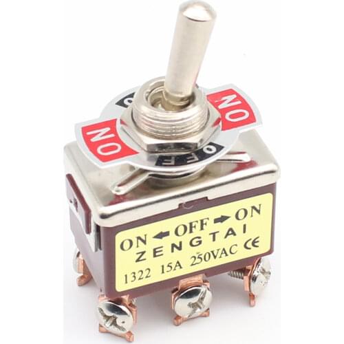 On/Off/On 3 Position DPDT 6 Screw Terminals Toggle Switch AC 250V 15A E-TEN1322