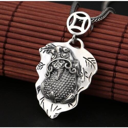 Wholesale 925 Sterling Silver Jewelry Thai Silver Personality Pendant Retro One Leaf Rises Money Sweater Chain Tag Pendant
