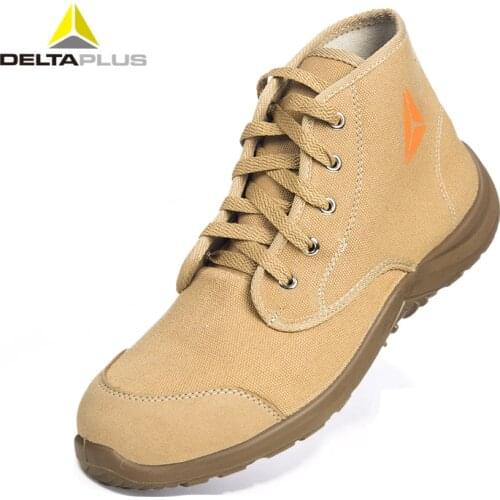 Deltaplus Safety Shoes Men Steel Toe Cap Canvas Shoes Lightweight Work Boots Anti-smashing Puncture-proof Protective Footwear