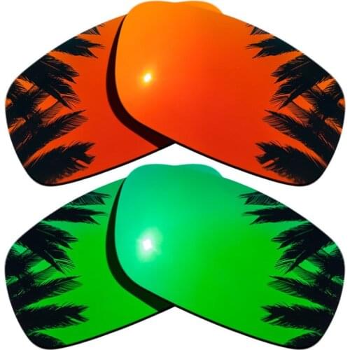 Green Mirrored+Orange Red Mirrored Coating)2-Pairs Polarized Replacement Lenses for Crankshaft 100% UVA & UVB Protection