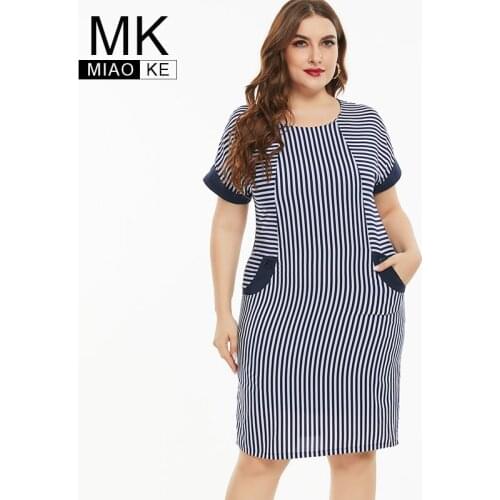2020 Summer Plus Size Women Clothing stripe dress fashion Ladies Vintage elegant dress 4XL 5XL 6XL