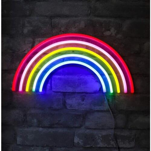 1pc LED Rainbow Light Neon Sign Night Light Wall Hanging Rainbow Neon Light For Home Decoration LED Rainbow Lamp Christmas Decor
