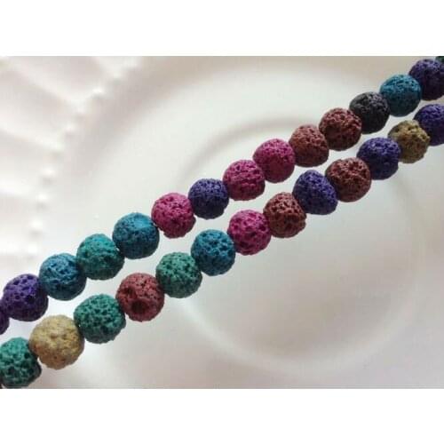 10mm 78pcs Colorful Natural Lava Stone Bead Loose Strands Jewelry Beads Findings Accessories
