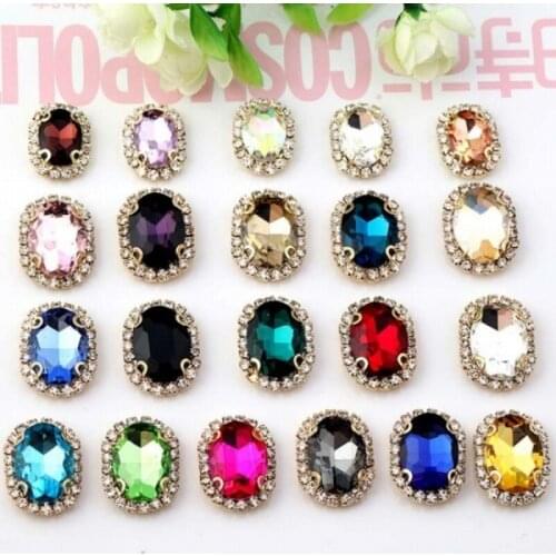 18*25mm 40pcs/pack Oval sew on rhinestones high-quality Crystal glass with D shape silvery claw DIY fashion accessories Hot YJ43