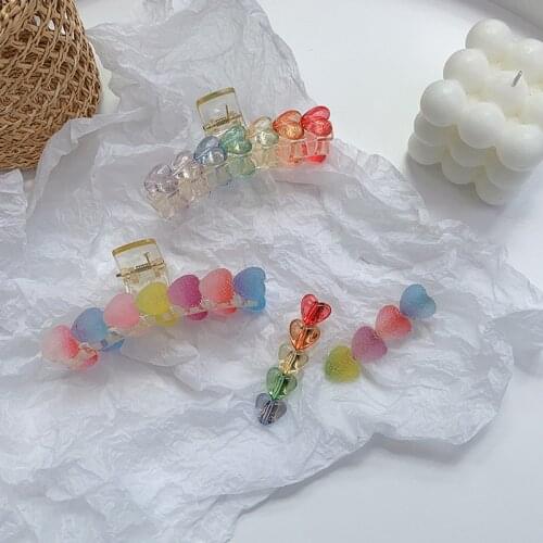 2021 Fashion Women Elegant Big Heart Hair Claws Sweet Candy Hair Clips Hairstyle Makeup Headband Hairpin Hair Accessories