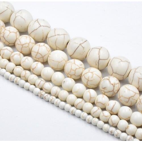4-12mm Natural White Synthesis Turquoises Stone Round Beads Loose Beads Wholesale for Jewelry Making DIY Free Shipping