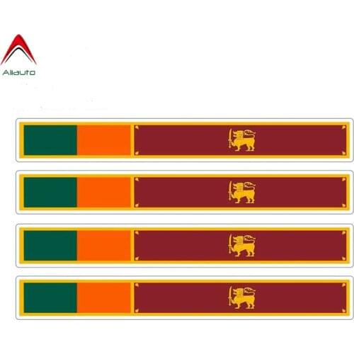 Aliauto 4 X Sri Lanka Stripe Racing Flag Car Sticker Waterproof Bike Automobiles Motorcycles Decoration PVC Decal,13cm*1.7cm