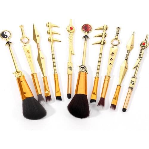 5pcs/set Animation Ninja Symbal Logo Makeup Brush Anime Cosplay Women Makeup Tool with Bag Metal Handle Dropshipping