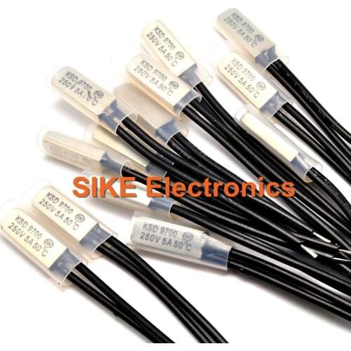 5pcs/lot KSD9700 5A250V 50 Degree Celsius (N.O.) Normally Open Temperature Switch Thermostat Thermal Protector