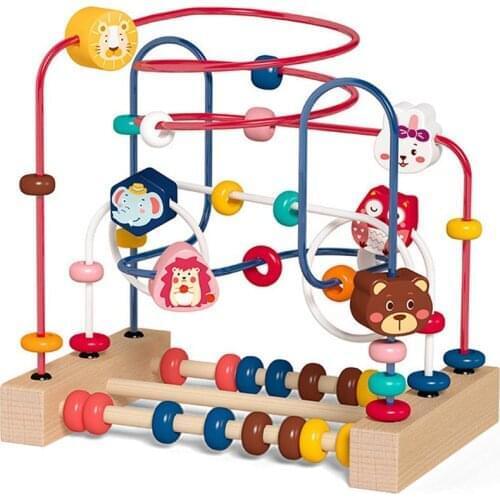 5 In 1 Kids Wooden Fruit Aniamal Bead Abacus Maze Activity Early Learning Educational Toys Puzzle Game Toy For Kids