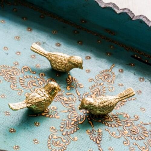 American retro pure copper Wealthy bird handle Nordic wardrobe door shoe cupboard cabinet furniture single hole drawer pulls