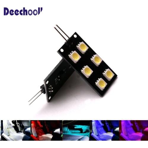 Deechooll 2x CANBUS Error Free 6-SMD LED Car Bulbs for 2008-2015 Audi A4 S4 B8 Indoor light Footwell Lights Lamp Red Blue