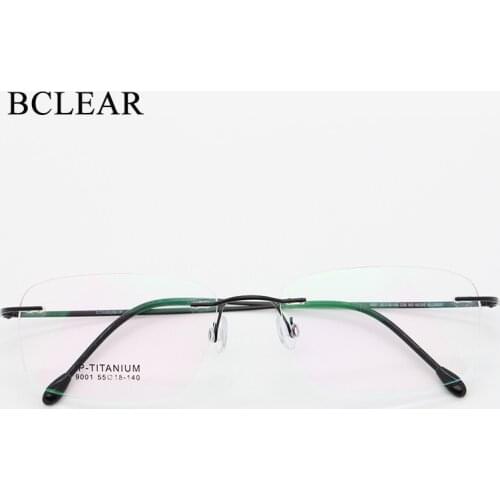 BCLEAR High Quality Ultra Light Pure Titanium Unisex Rimless Optical Frame Memory Thress-piece Rimless Glasses Men Women 9001