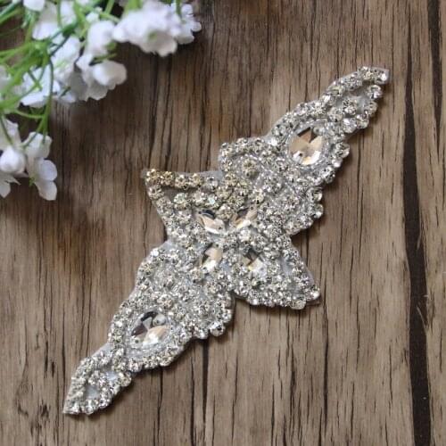 Free Shipping Wholesale 20pcs/lot 6'' Rhinestone Applique for Wedding Gown Bridal Sash Evening Wear Rhinestone Patch LSAP0910