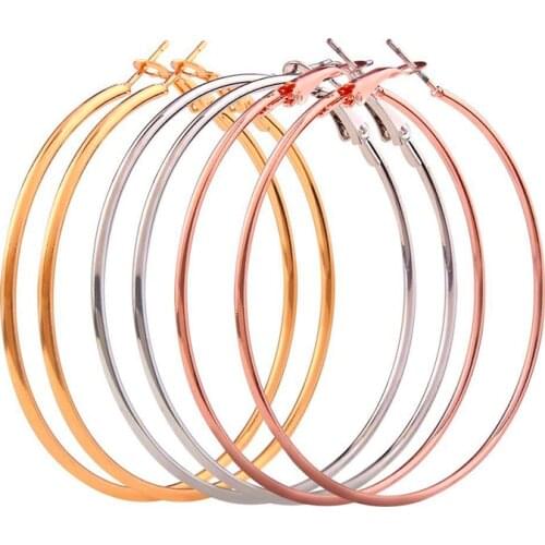 3Pair/Set Gold Sliver Color Large Hoop Earrings Big Round Circle Oversized Loop Earrings For Women Fashion Party Jewelry Gifts