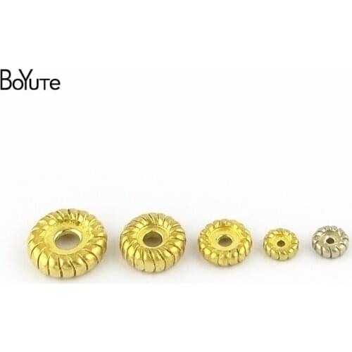 BoYuTe (10 Pieces/Lot) Beads 5MM 8MM 10MM 12MM Metal Brass Spacer Buddha Beads Diy Jewelry Accessories Beads