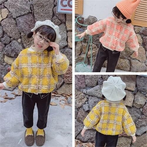 Plaid Winter Coat Girls Boys Velvet Soft Warm Coats Jackets Baby Kids Grid Overcoats Children Outfis Clothes