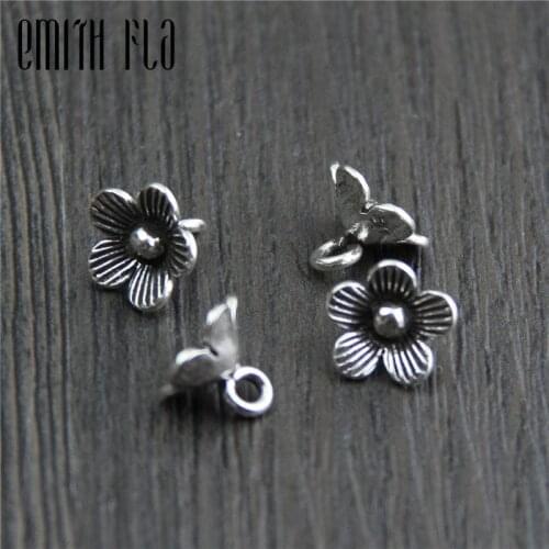 Emith Fla 100% 925 Sterling Silver Flower Small Pendants Fit Bracelet & Necklace Authentic DIY Pendant Jewelry Accessories Gifts