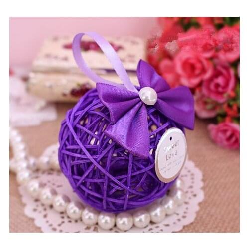 Purple Theme Party Round Shape "Sweet Love" Faovr Gifts Boxes Ball Candy Box for Wedding Party / Birthday Decoration Supplies