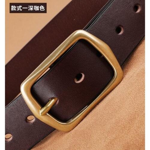 Personalized Fashion Belt Mens Retro Style Pure Cowhide Pure Copper Buckle No Interlayer Trend Belt