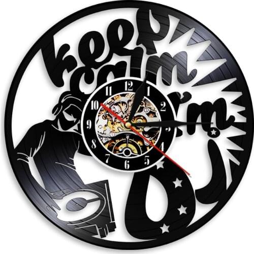 Keep Calm I'm DJ Disc Jockey Turntable Laser Cut LP Wall Clock Bar Pub Club Exclusive Art Decor Carved Album Music Record Clock
