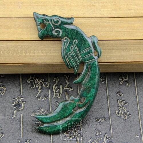 Collection of antique spring and autumn and Warring States period Green Jade Phoenix Pendant
