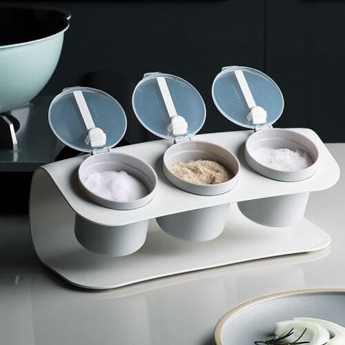 Seasoning Box Three-In-One Set Multi-Functional Kitchen Supplies Combination Household Plastic Seasoning Storage Box