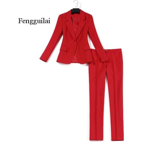 Suit pants suit women thin red suit jacket slim trousers two-piece 2020 summer new womens clothing