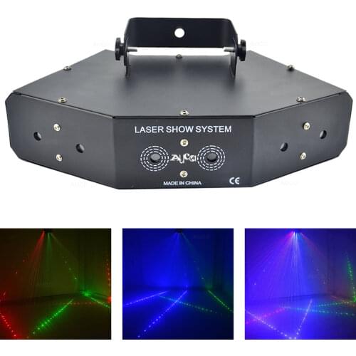 AUCD 6 Eyes Double Red Green Blue RGB Beam Ray Network Cross Projector Laser Lights DMX DJ Disco Party Show Stage Lighting Z6F