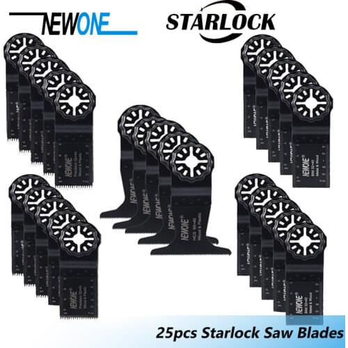 NEWONE 25pcs Starlock 32mm BIM/HCS/Precision Oscillating Saw Blades For Multi Renovator Power Tools Cut Wood Metal Plastics Alu