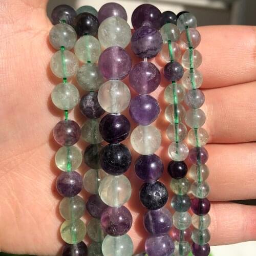 Wholesale Natural Stone Beads Colorful Fluorite Round Loose Beads For Jewelry Making 15.5 inches Pick Size 6.8.10.12 mm -F00094