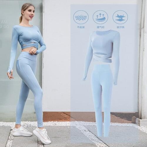Autumn Female clothing blue color Womens clothing with free shipping windproof running womens clothing yoga set